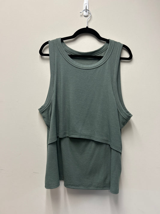 Outlet 7308 - Latched Mama Ribbed High Neck Nursing Tank - Green - 2X