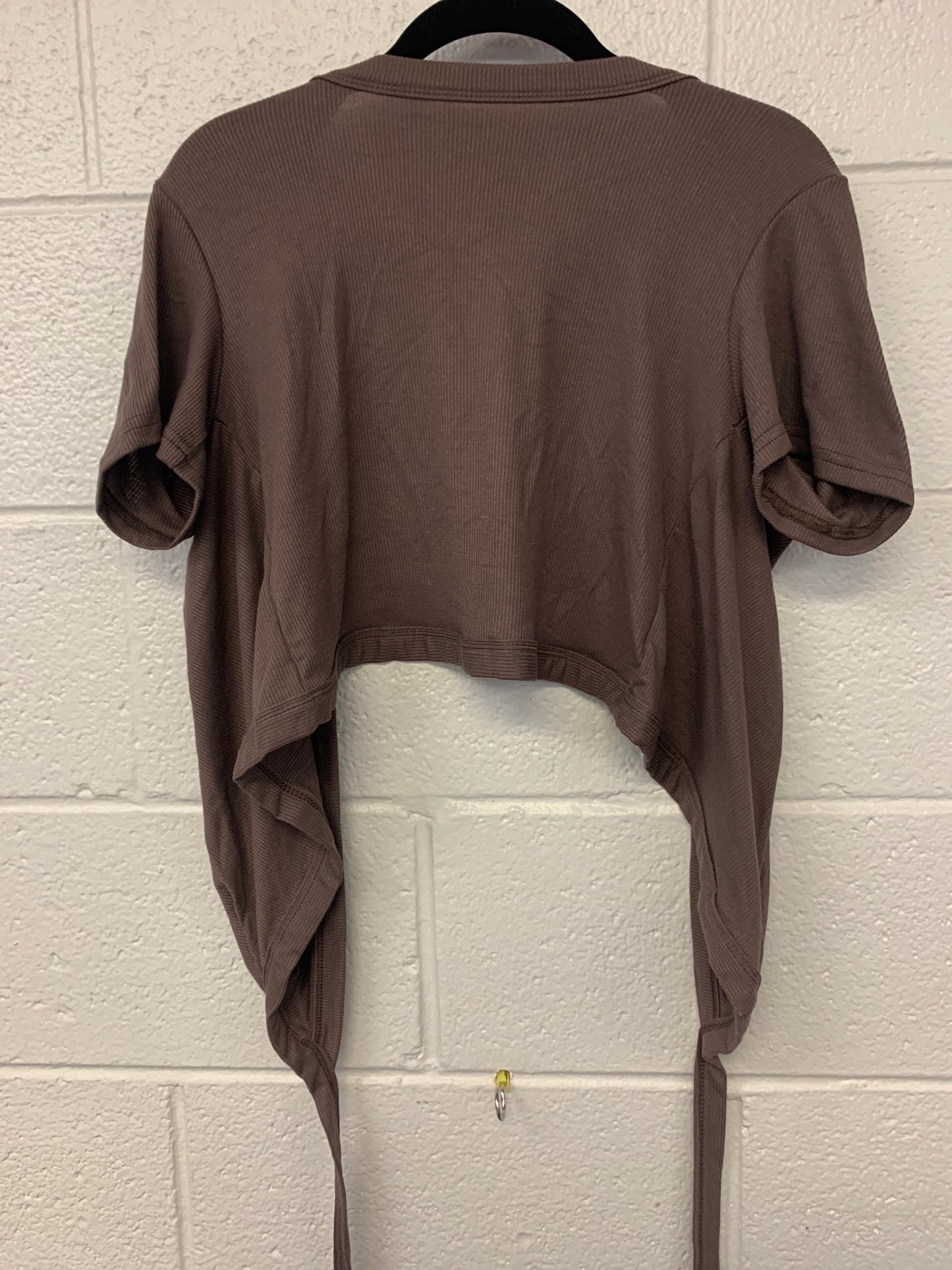 Outlet 7190 - Latched Mama Ribbed Short Sleeve Nursing Wrap Top - Brown - Medium