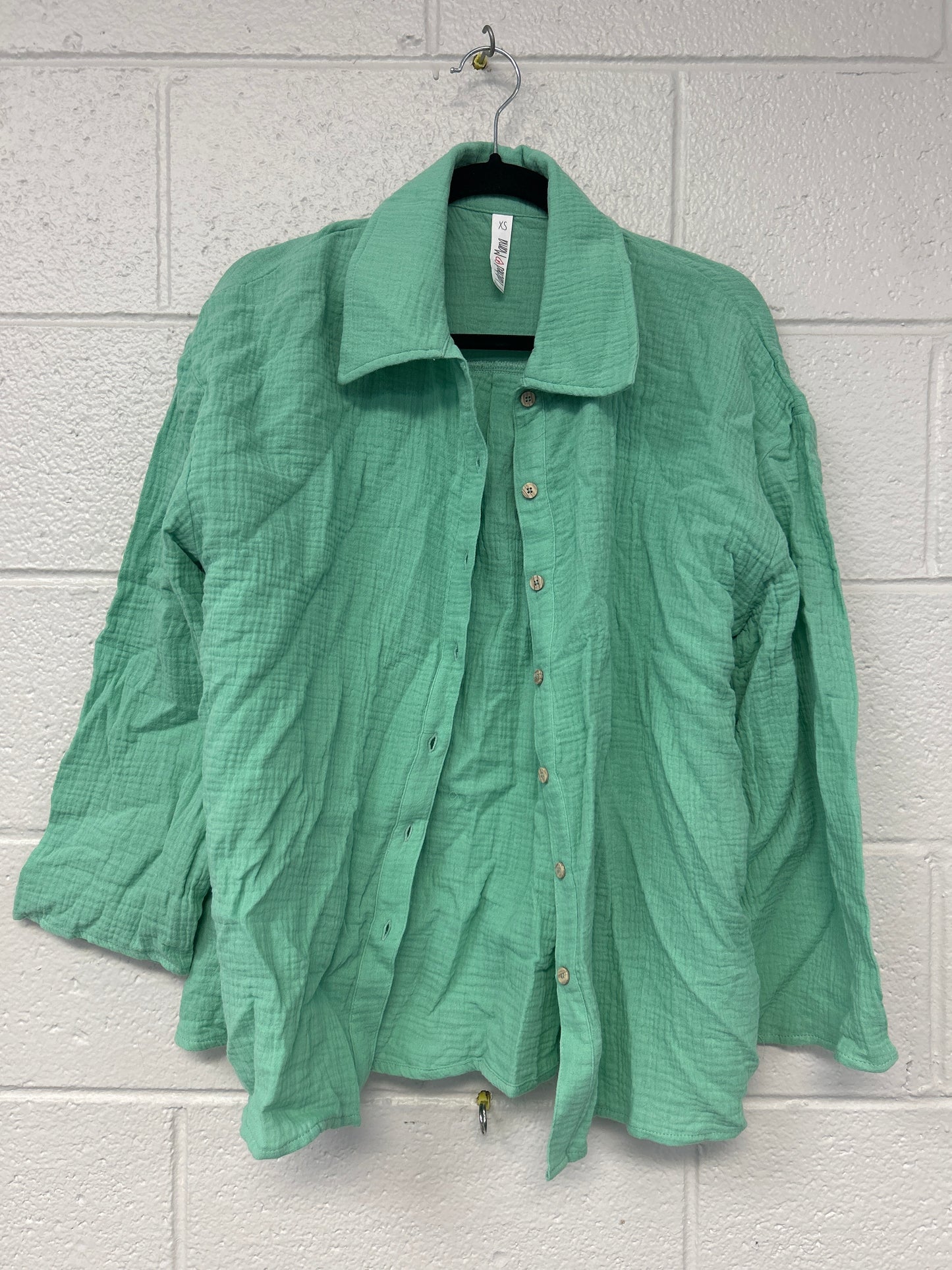 Outlet 7168 - Latched Mama Coastline Cotton Button Up Nursing Shirt - SEAFOAM - Extra Small