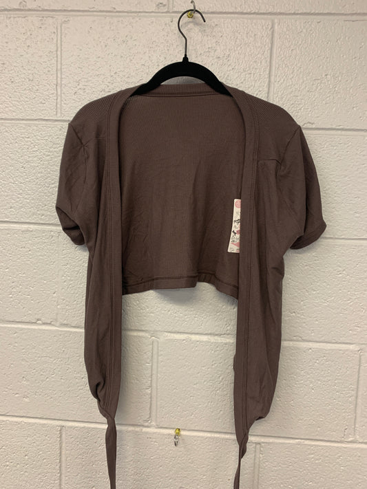 Outlet 7190 - Latched Mama Ribbed Short Sleeve Nursing Wrap Top - Brown - Medium