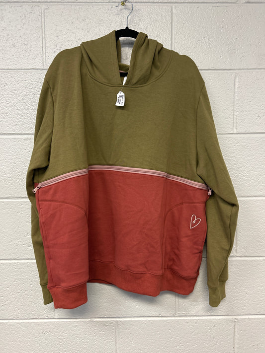 Outlet 7243 - Latched Mama Trailblazer Nursing Hoodie - OLIVE/RUST - 4X