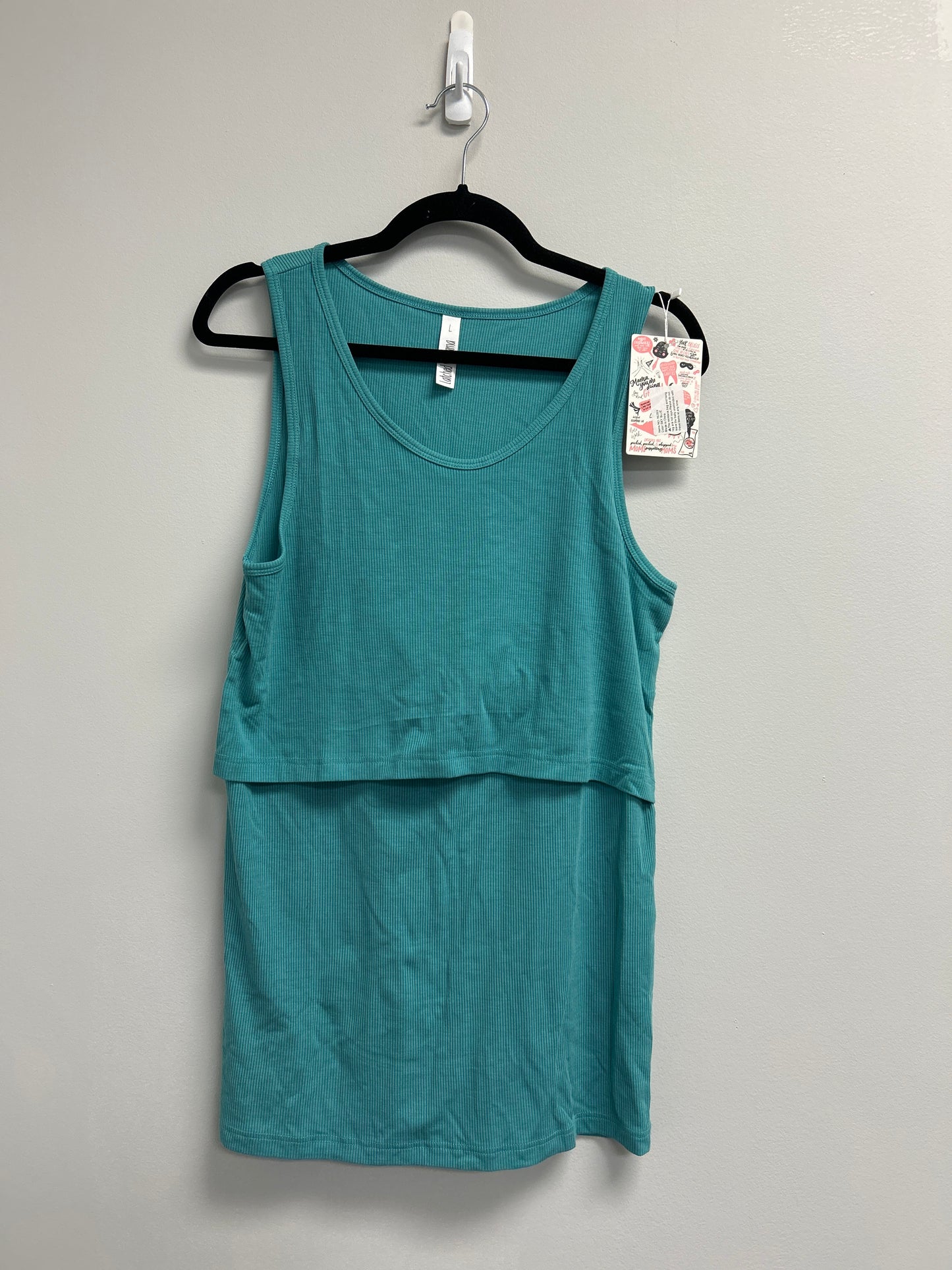 Outlet 7178 - Latched Mama Ribbed Nursing Tank - TEAL - Large