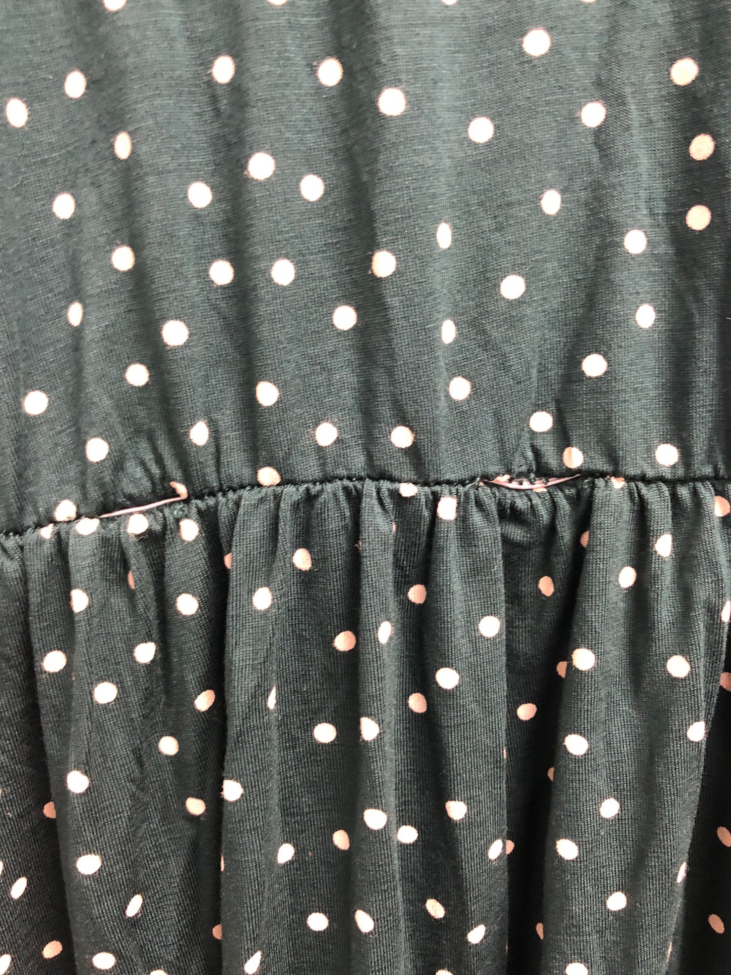 Outlet 6976 - Latched Mama Essential Boardwalk Nursing Dress - Forest Green Dots - 2X