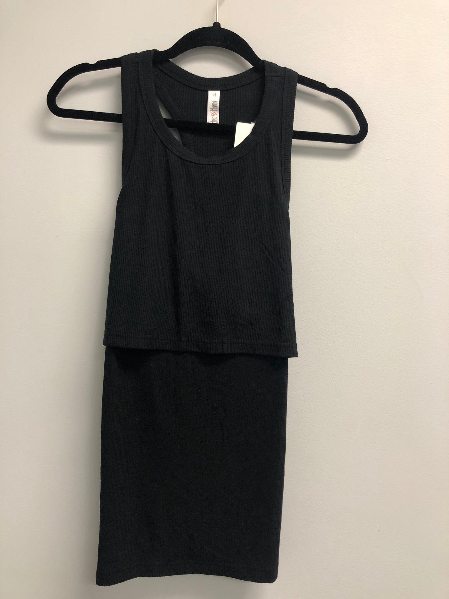 Outlet 7013 - Latched Mama Racerback Ribbed Nursing Tank - Black - Medium