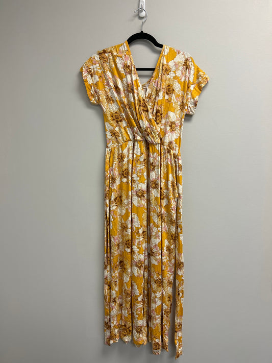 Outlet 7214 - Latched Mama V-Neck Nursing Jumpsuit - FLAXEN FLORAL - Extra Large