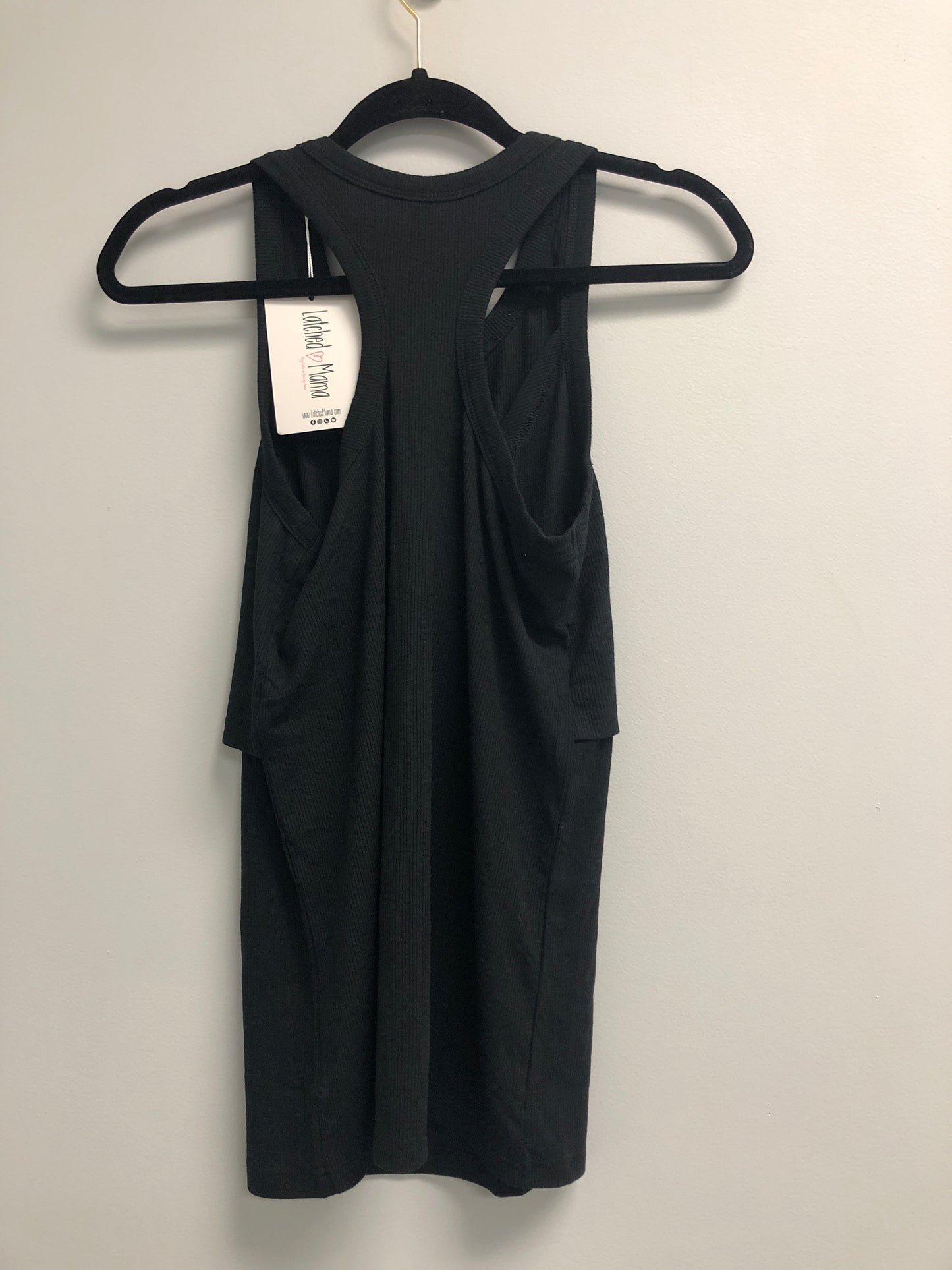Outlet 7013 - Latched Mama Racerback Ribbed Nursing Tank - Black - Medium