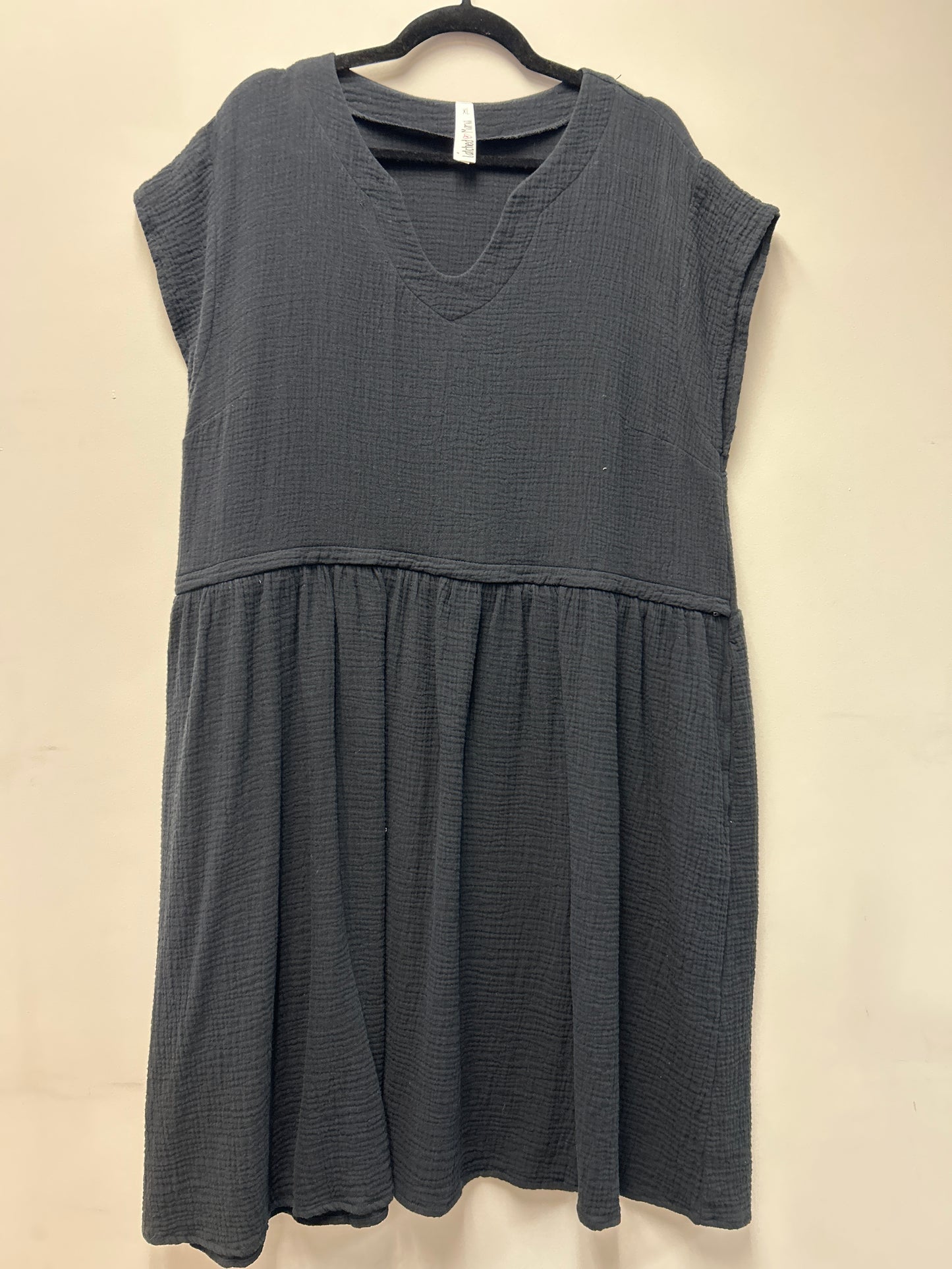 Outlet 7274 - Latched Mama Coastline Cotton Zip Nursing Dress - BLACK - Extra Large