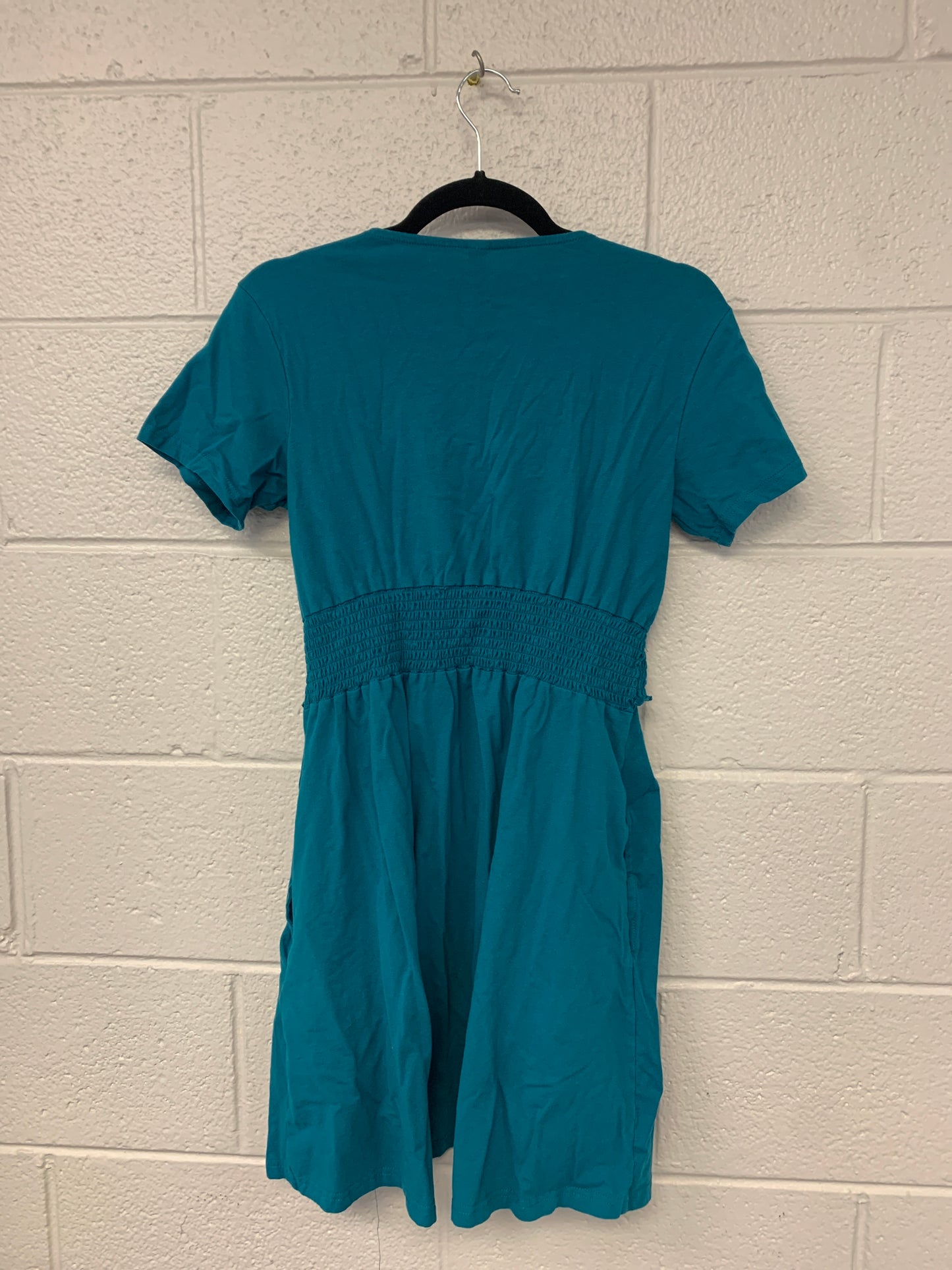 Outlet 7219 - Latched Mama Ruched Waist Nursing Dress - Teal - Medium