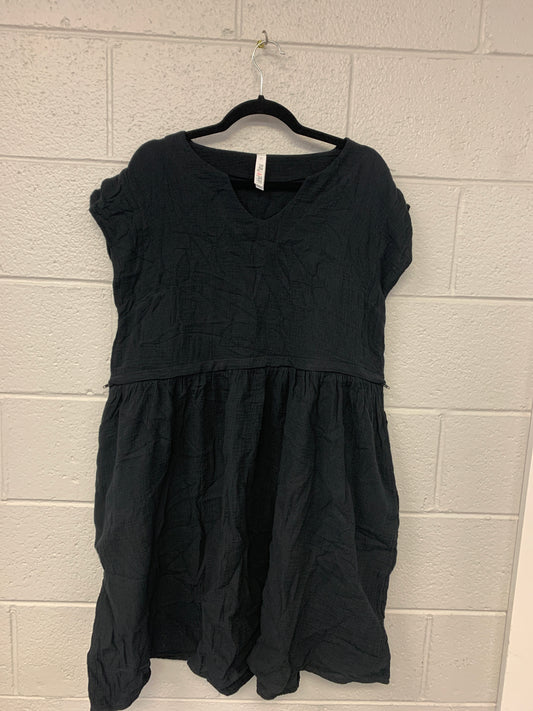 Outlet 7173 - Latched Mama Coastline Cotton Zip Nursing Dress - Black - Medium