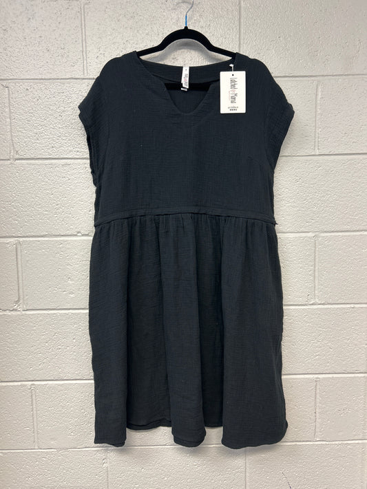 Outlet 7244 - Latched Mama Coastline Cotton Zip Nursing Dress - Black - Medium