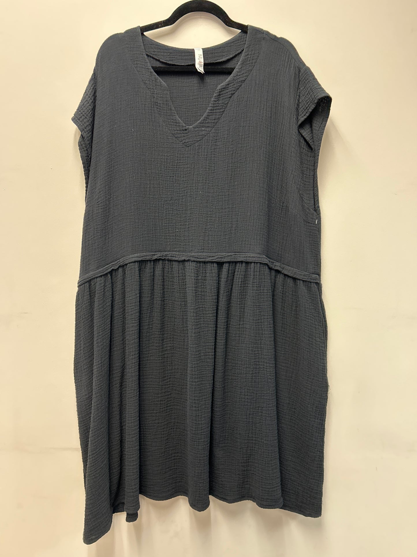 Outlet 7273 - Latched Mama Coastline Cotton Zip Nursing Dress - BLACK - 2X