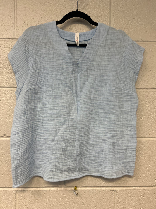 Outlet 7258 - Latched Mama Coastline Cotton Nursing Top - SKYBLUE - Large