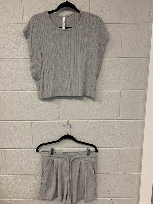 Outlet 7221 - Latched Mama Endless Nursing Short Set - Ribbed Heathered Grey - Small