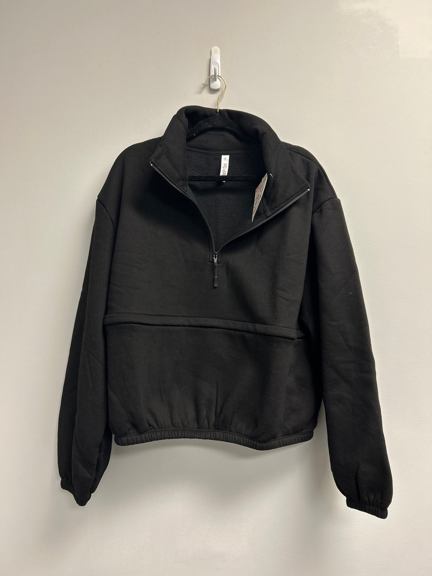 Outlet 7201 - Latched Mama 635 Crop Zip Nursing Pullover - Final Sale - BLACK - 2X