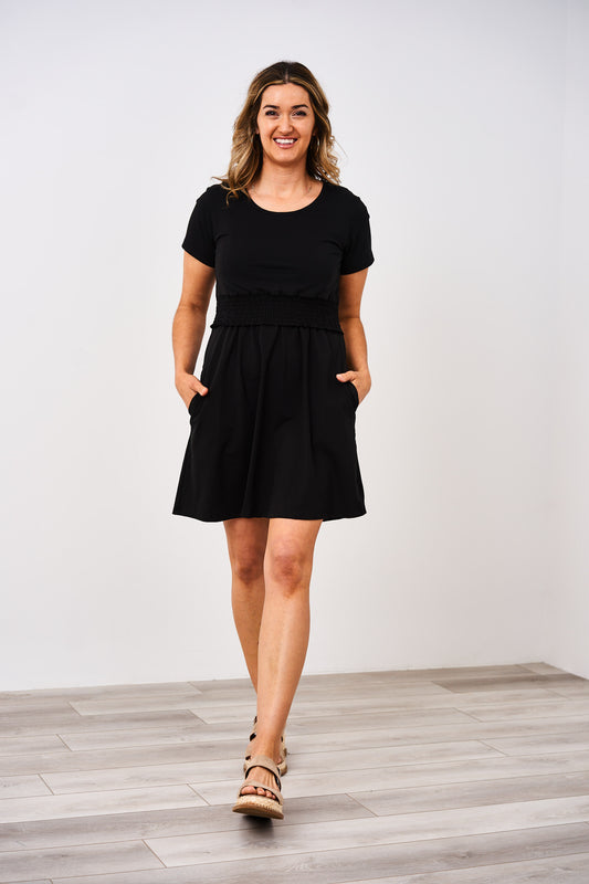 Latched Mama Ruched Waist Nursing Dress - Final Sale