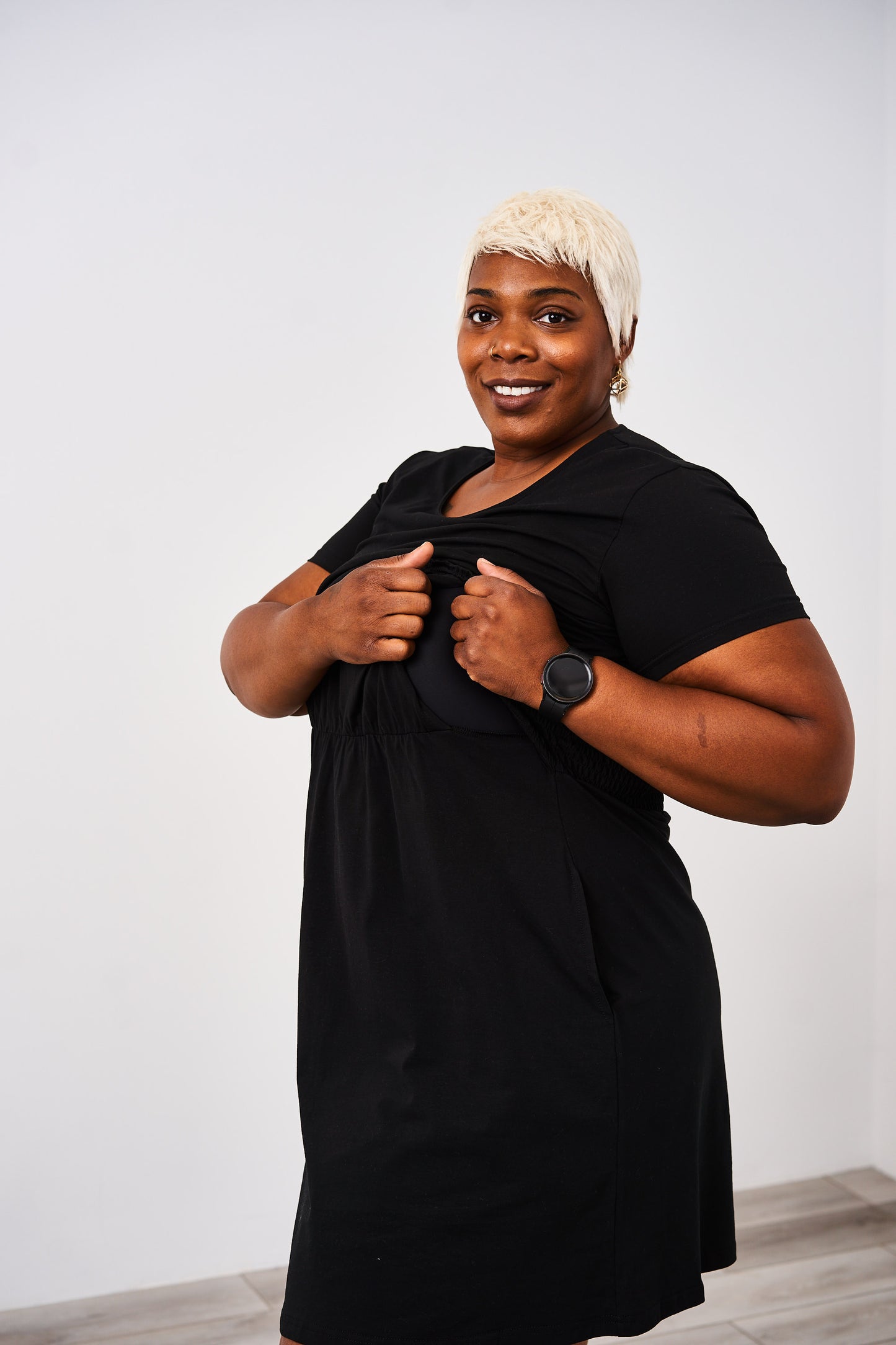 Latched Mama Ruched Waist Nursing Dress - Final Sale