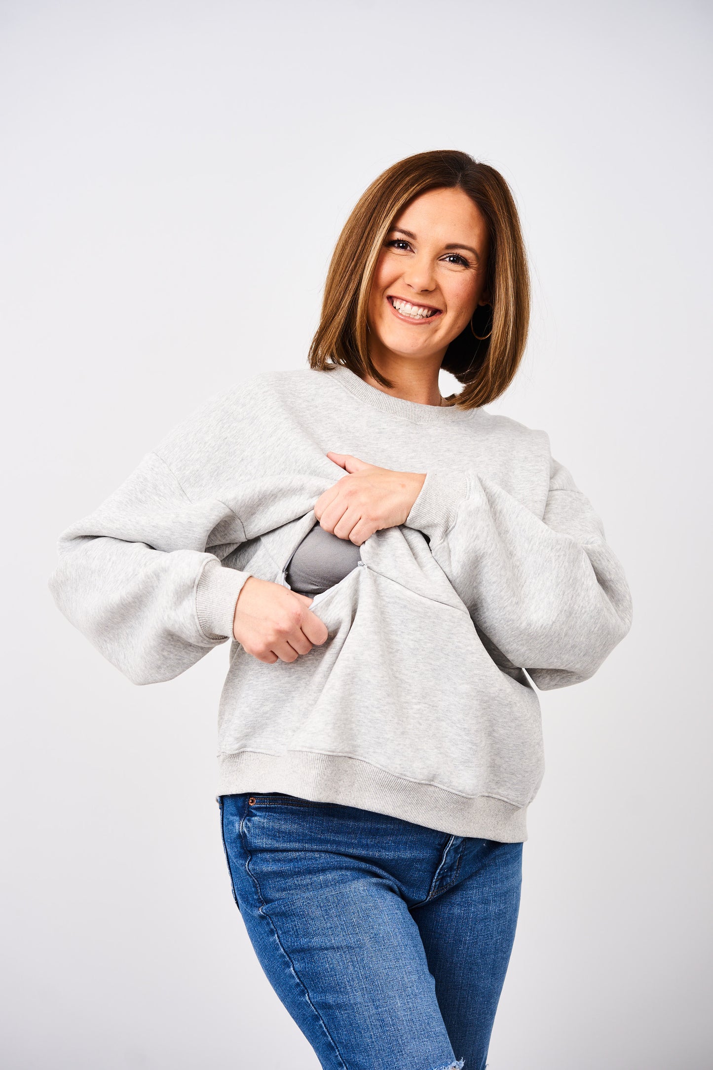 Latched Mama 635 Zip Nursing Crewneck