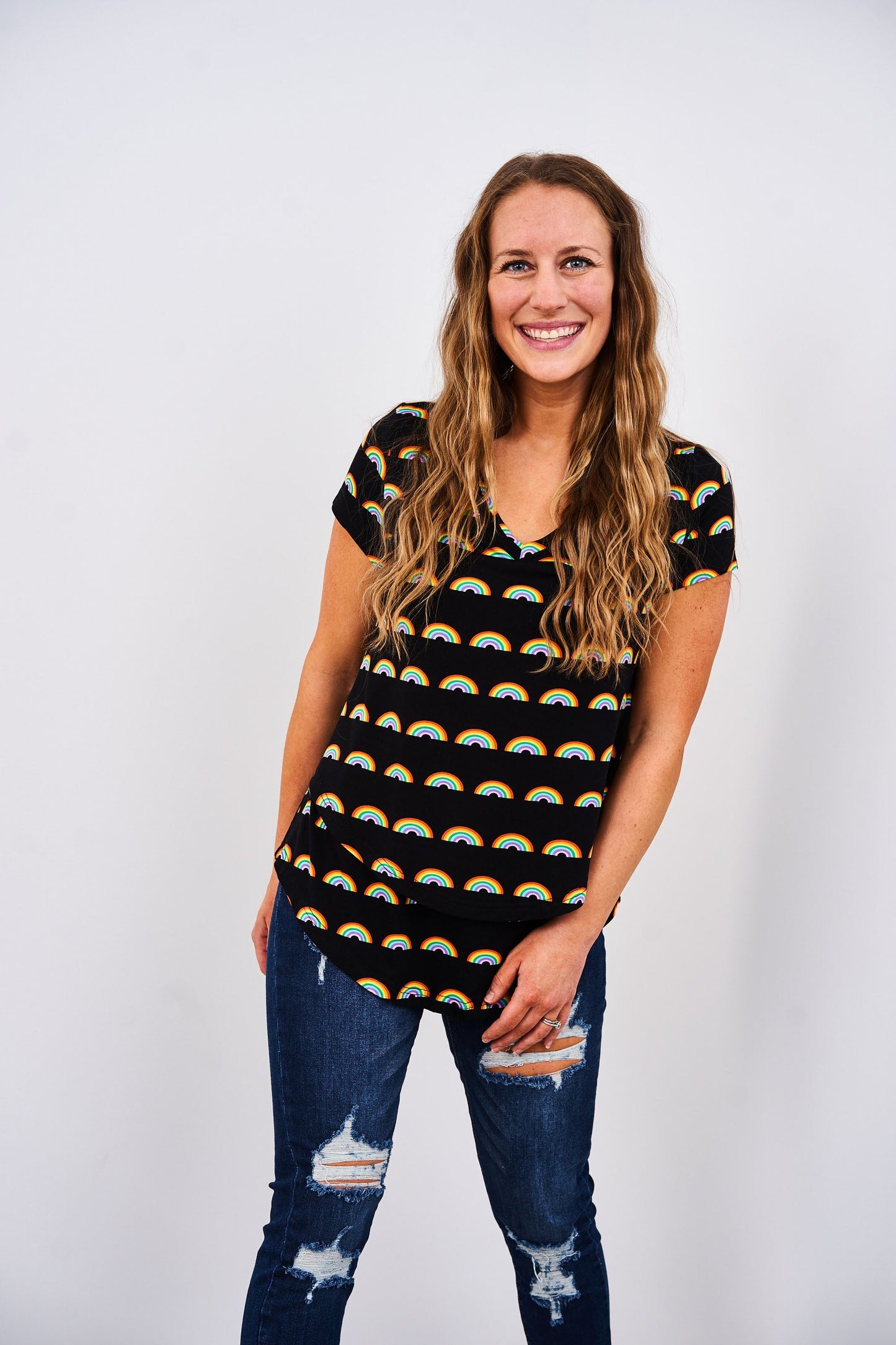 Printed V-Neck Boyfriend Nursing Tee