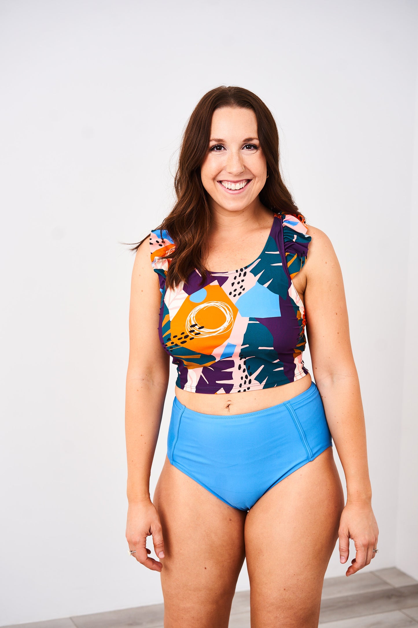 Latched Mama Ruffle Nursing Swim Crop Top - Final Sale