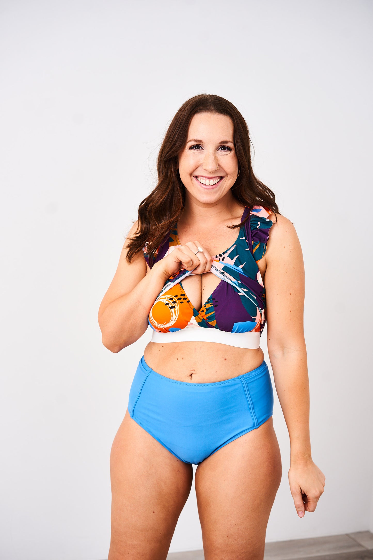 Latched Mama Ruffle Nursing Swim Crop Top - Final Sale