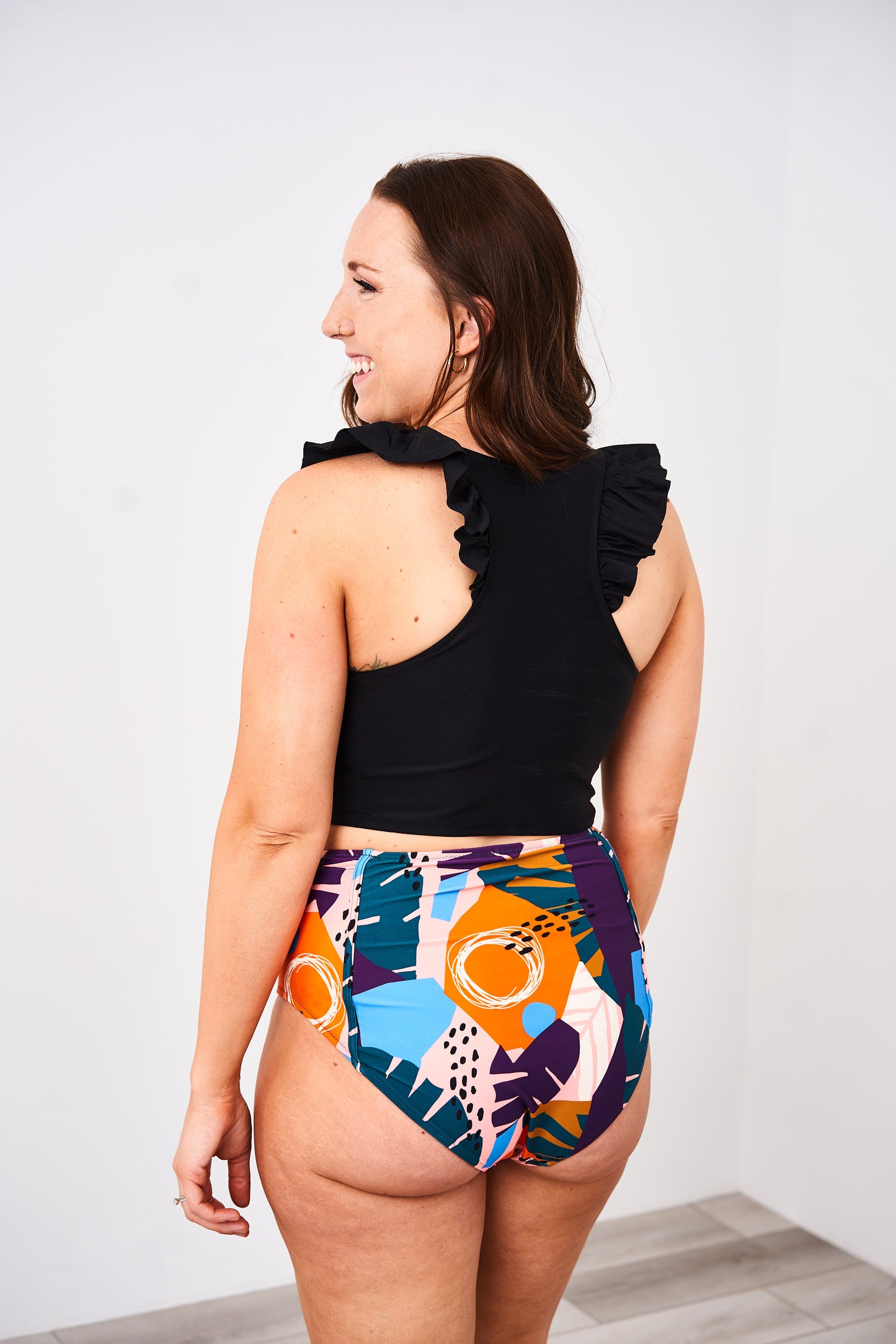 Latched Mama Ruffle Nursing Swim Crop Top - Final Sale