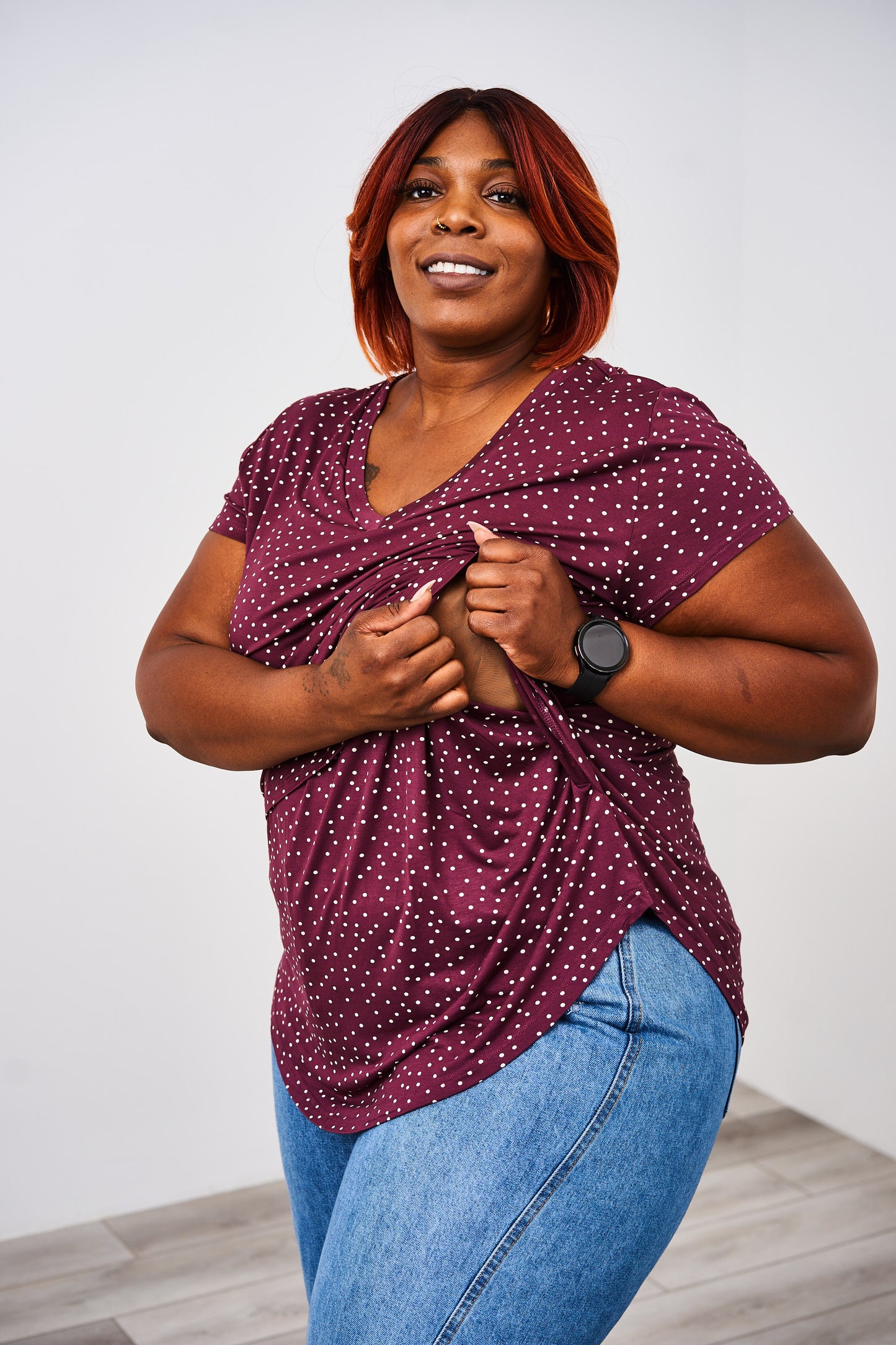 Printed V-Neck Boyfriend Nursing Tee- Final Sale