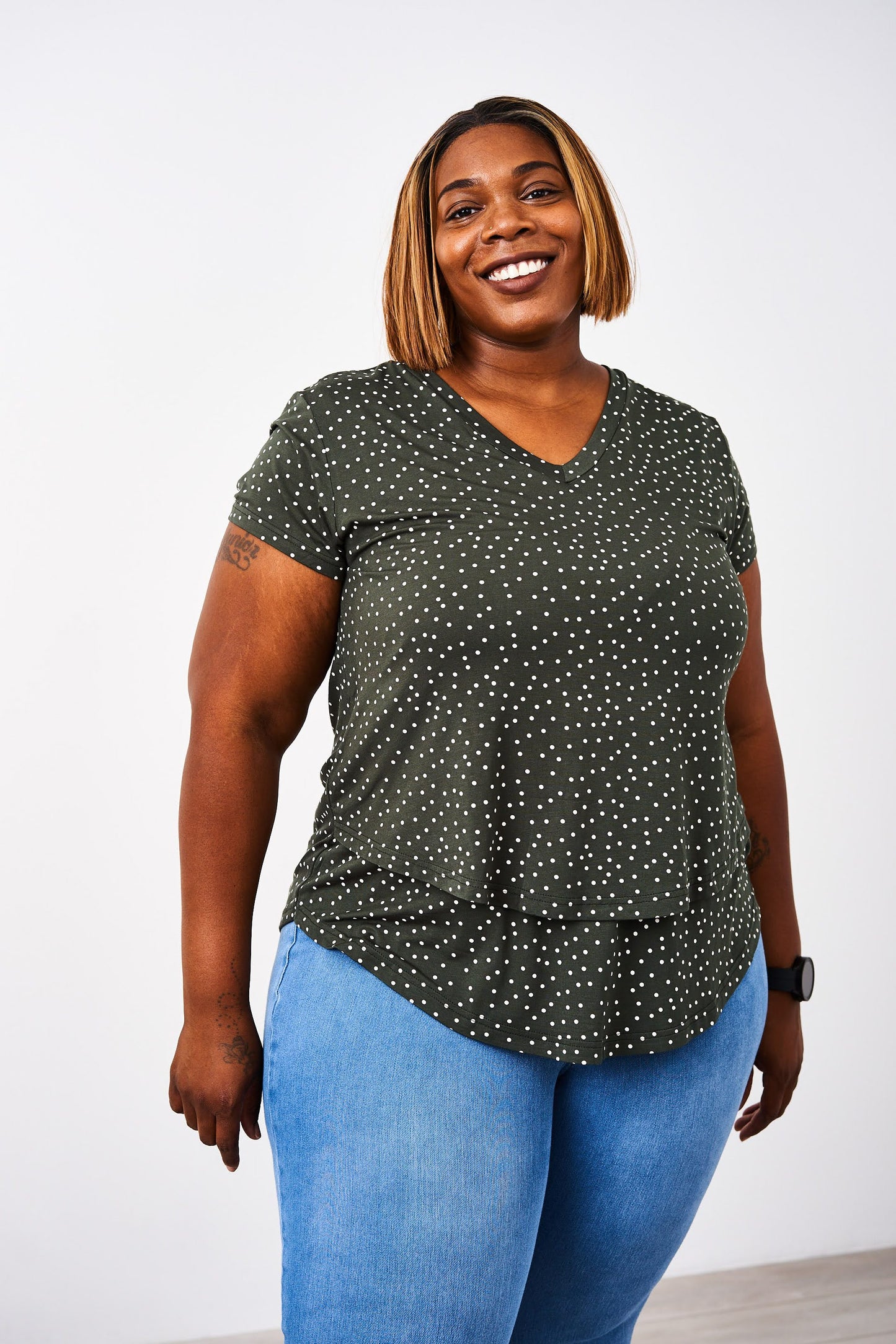 Printed V-Neck Boyfriend Nursing Tee