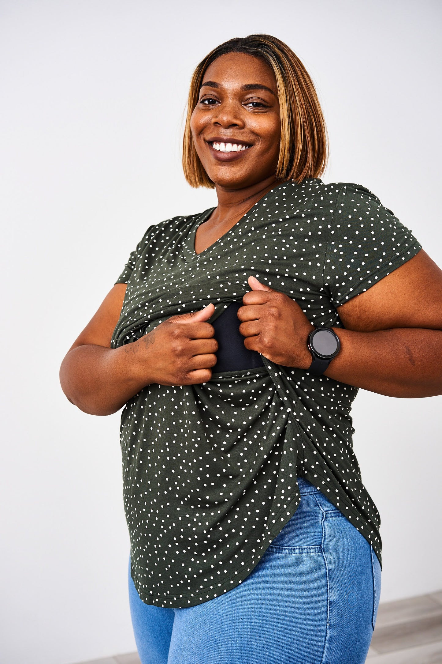 Printed V-Neck Boyfriend Nursing Tee