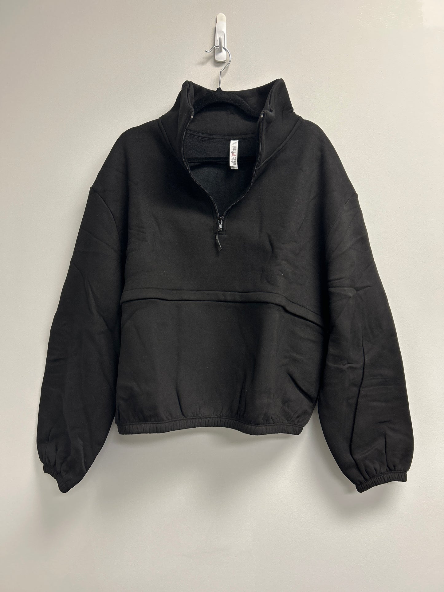 Outlet 7203 - Latched Mama 635 Crop Zip Nursing Pullover - Final Sale - BLACK - 1X