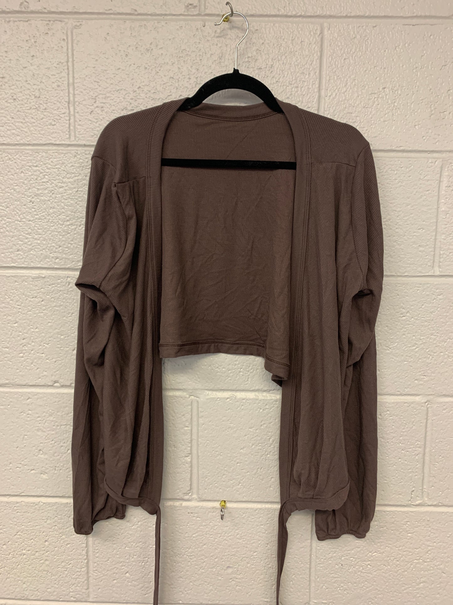 Outlet 7197 - Latched Mama Ribbed Long Sleeve Nursing Wrap Top - Brown - 1X