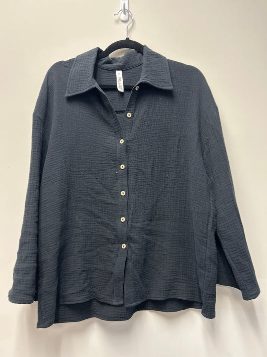 Outlet 7282 - Latched Mama Coastline Cotton Button Up Nursing Shirt - BLACK - Extra Small