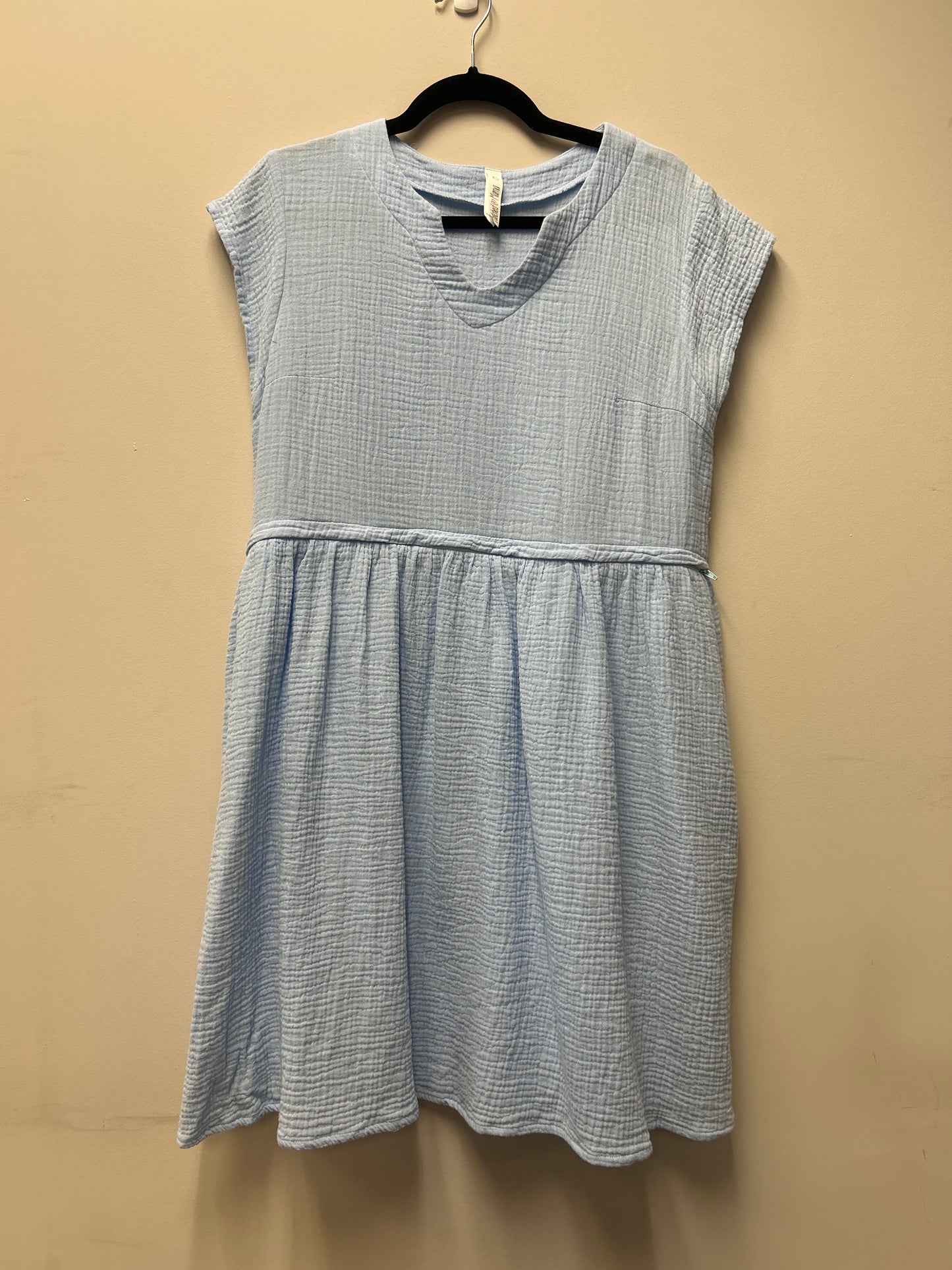 Outlet 7283 - Latched Mama Coastline Cotton Zip Nursing Dress- Final Sale - SKYBLUE - Extra Small