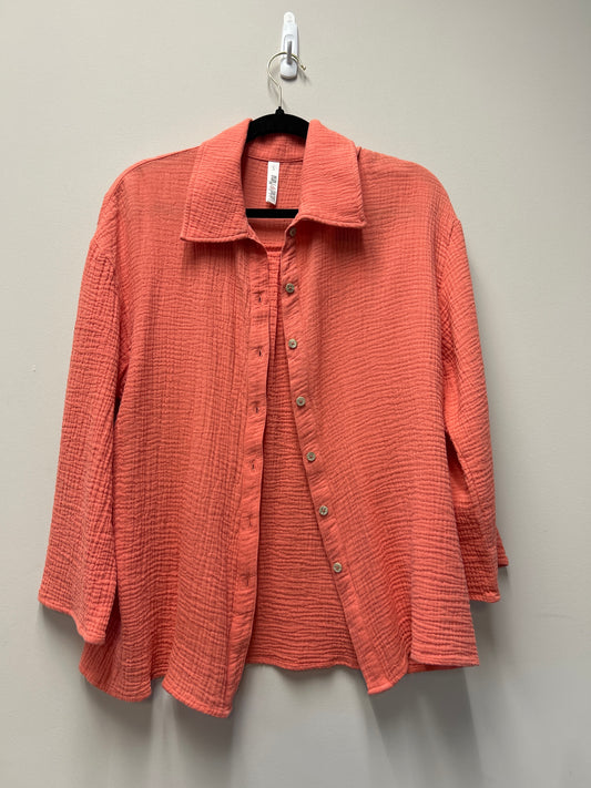 Outlet 7280 - Latched Mama Coastline Cotton Button Up Nursing Shirt - SUNRISE - Small