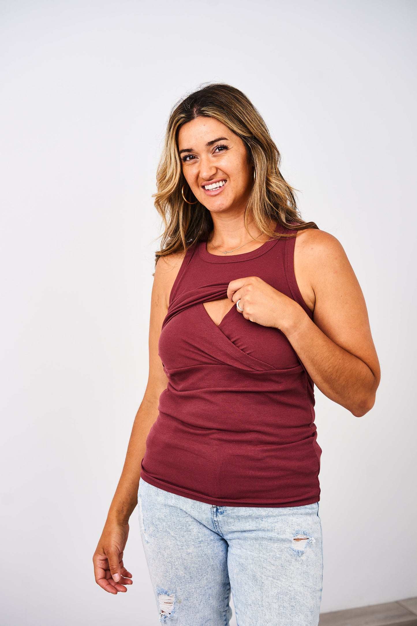 Latched Mama Racerback Ribbed Nursing Tank