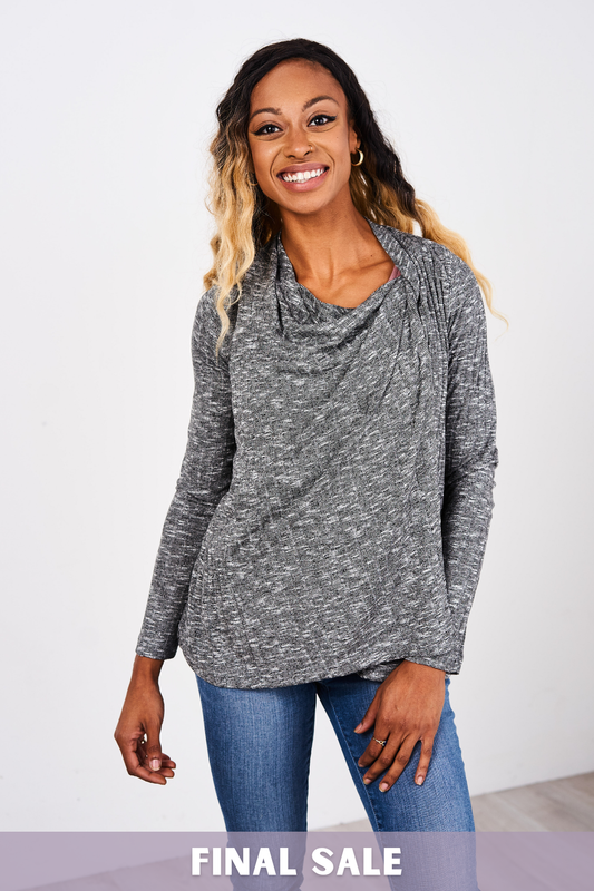 Outlet 5961 - Latched Mama Convertible Nursing Cardigan - Ribbed Charcoal - Extra Extra Small
