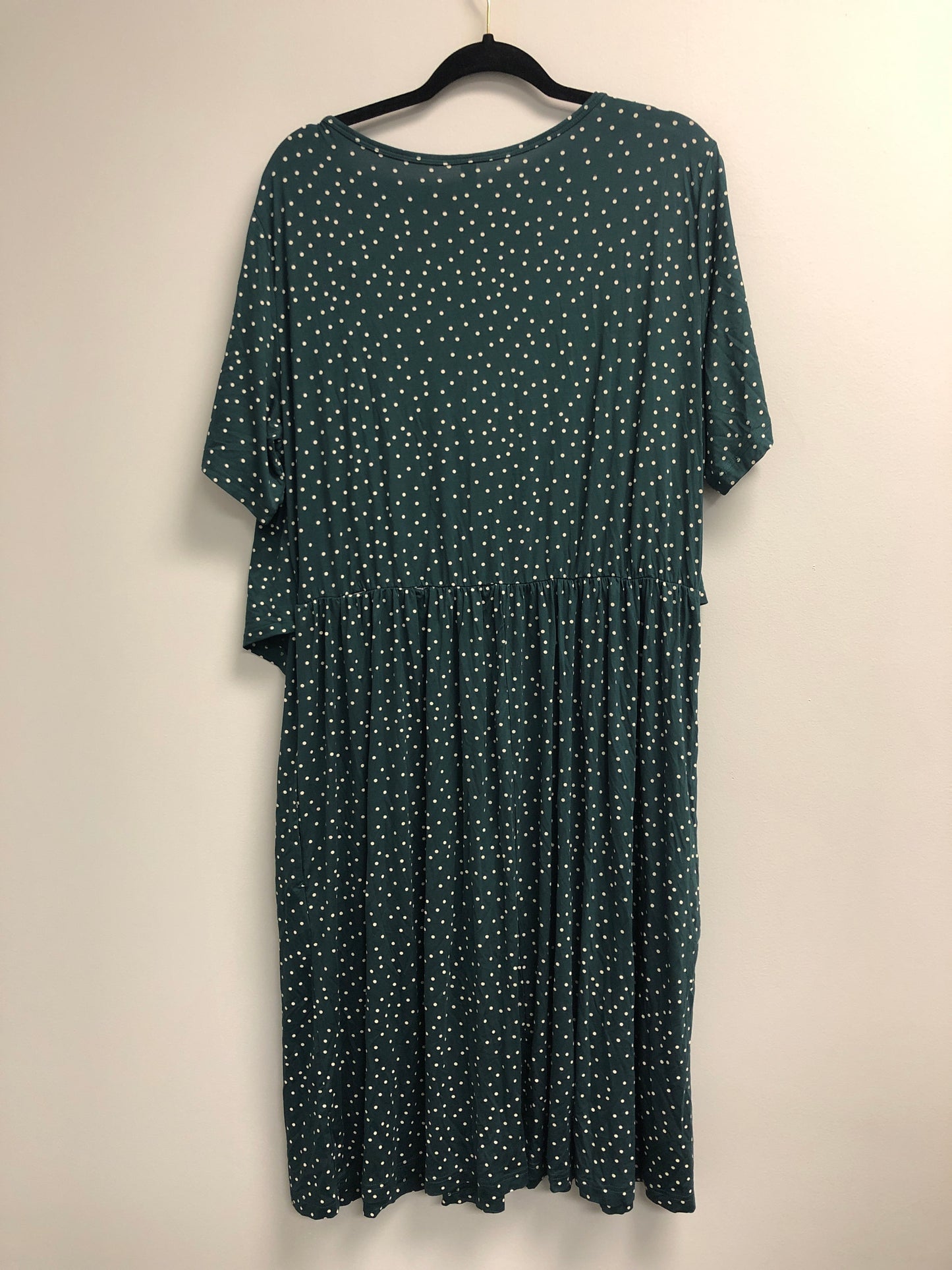 Outlet 6976 - Latched Mama Essential Boardwalk Nursing Dress - Forest Green Dots - 2X