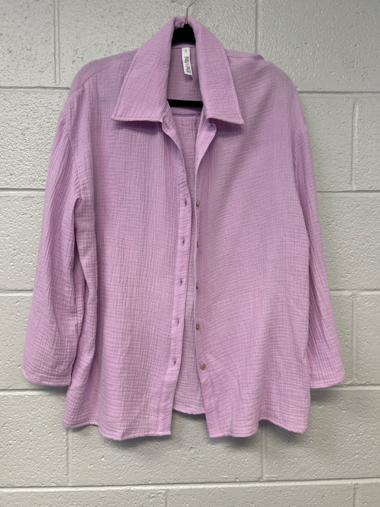 Outlet 7256 - Latched Mama Coastline Cotton Button Up Nursing Shirt - WISTERIA - Medium