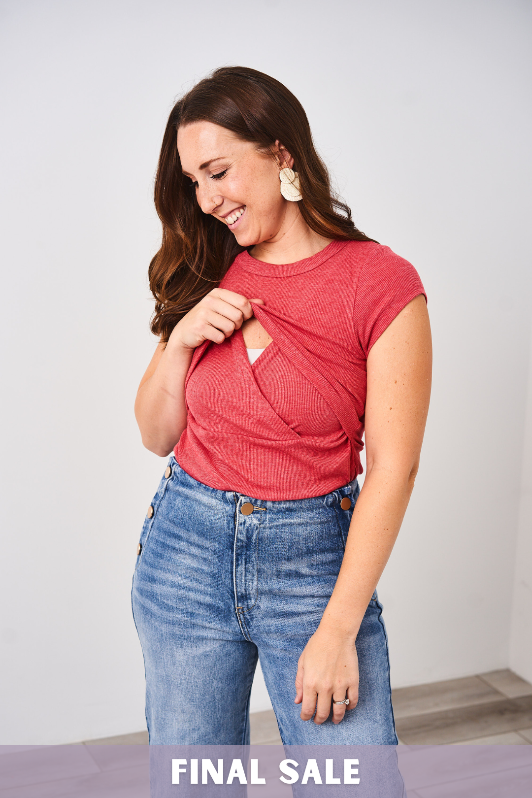 Latched Mama Ribbed Cap Sleeve Nursing Tee - Final Sale