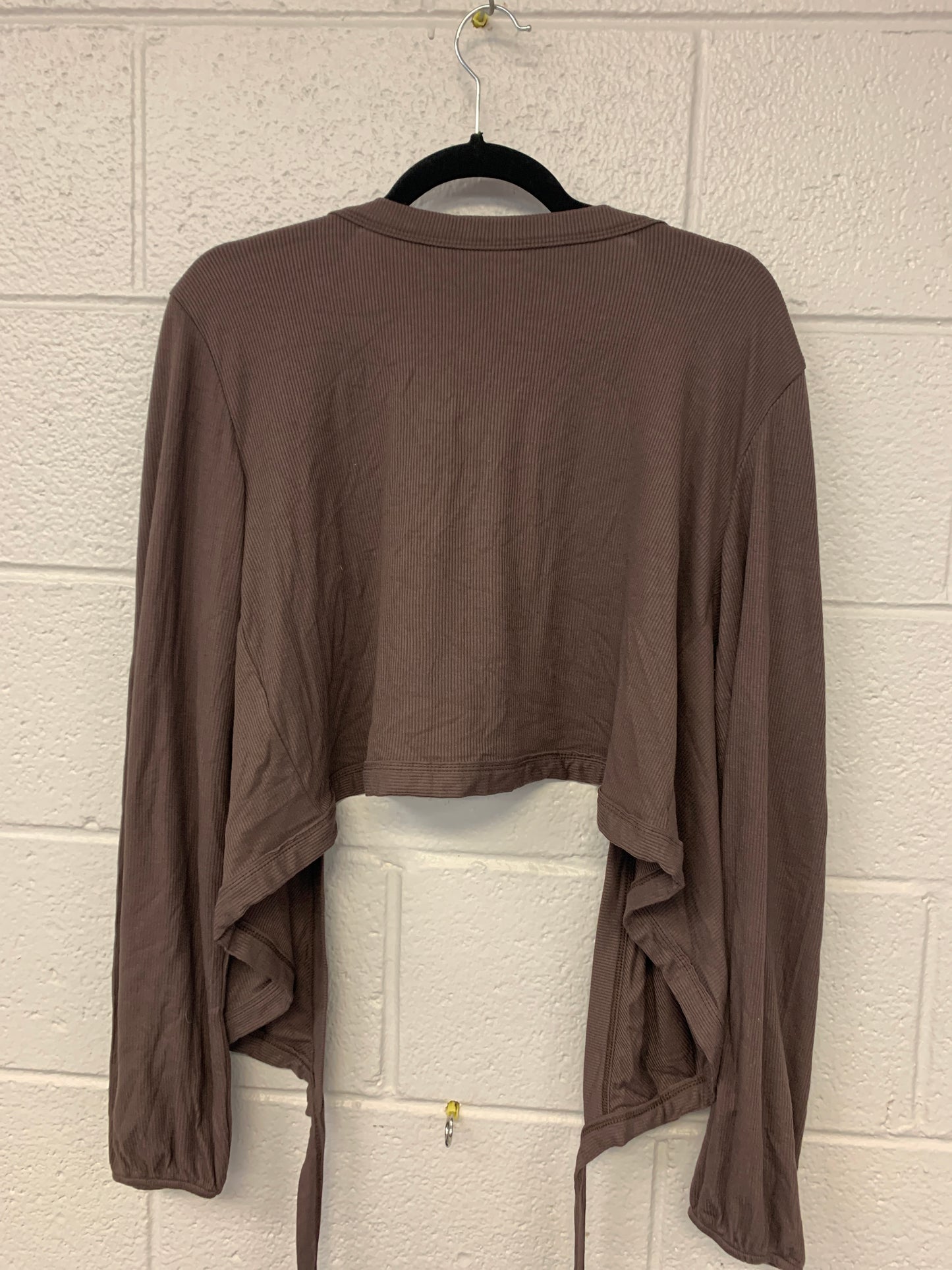 Outlet 7197 - Latched Mama Ribbed Long Sleeve Nursing Wrap Top - Brown - 1X