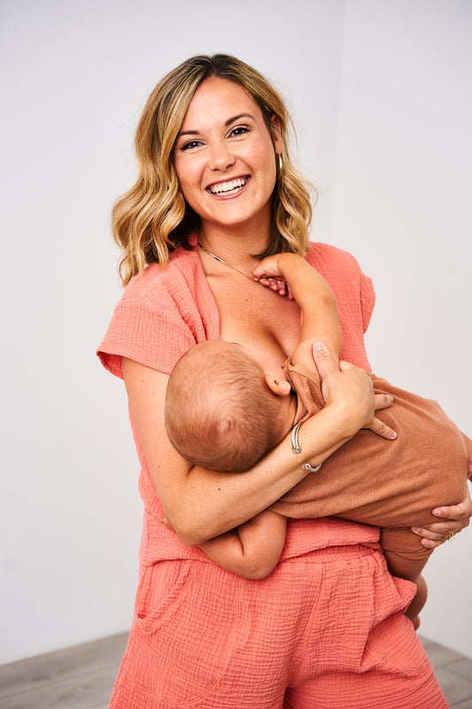 Latched Mama Coastline Cotton Nursing Top & Shorts Set - Final Sale