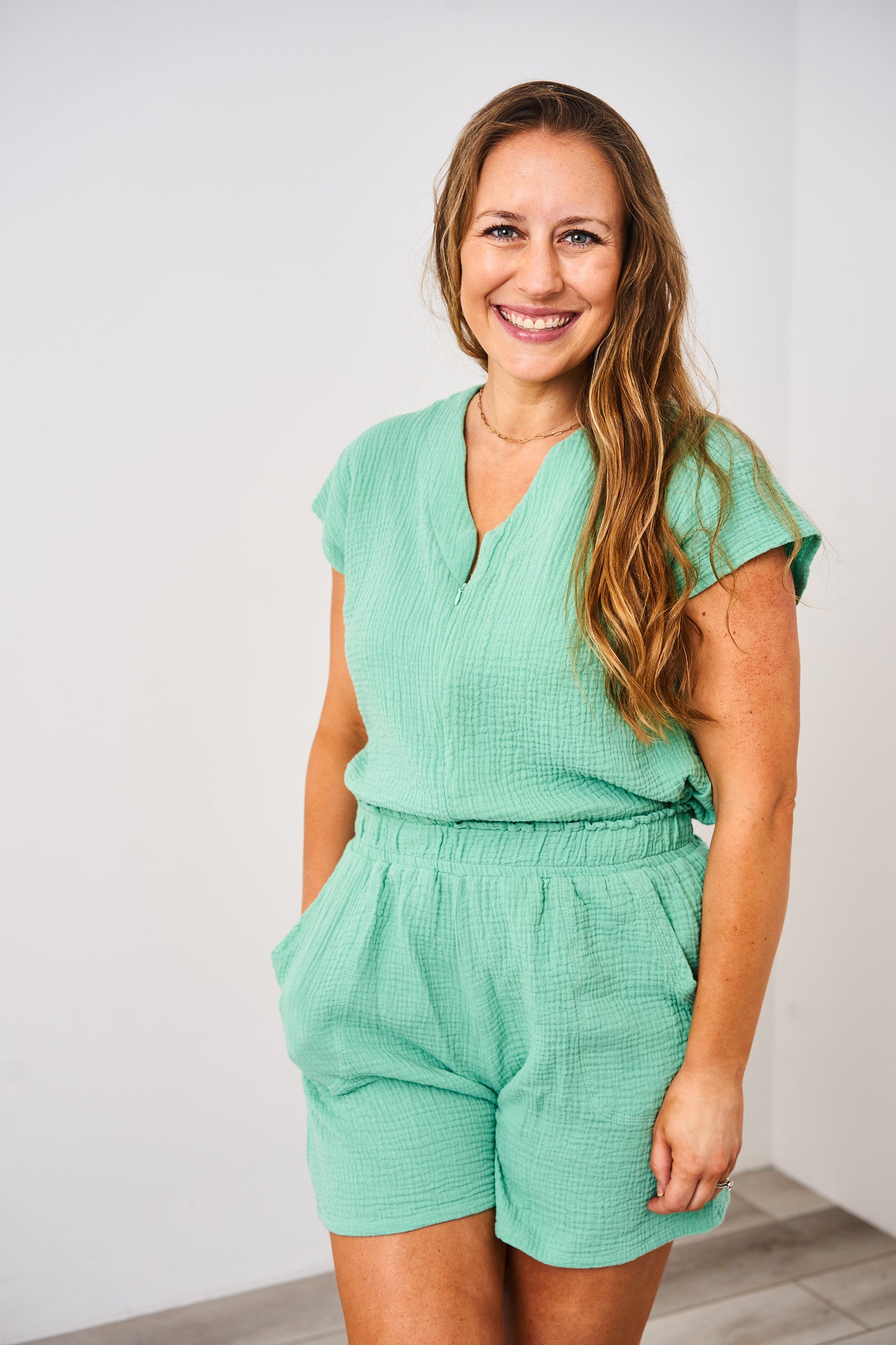 Latched Mama Coastline Cotton Nursing Top & Shorts Set - Final Sale