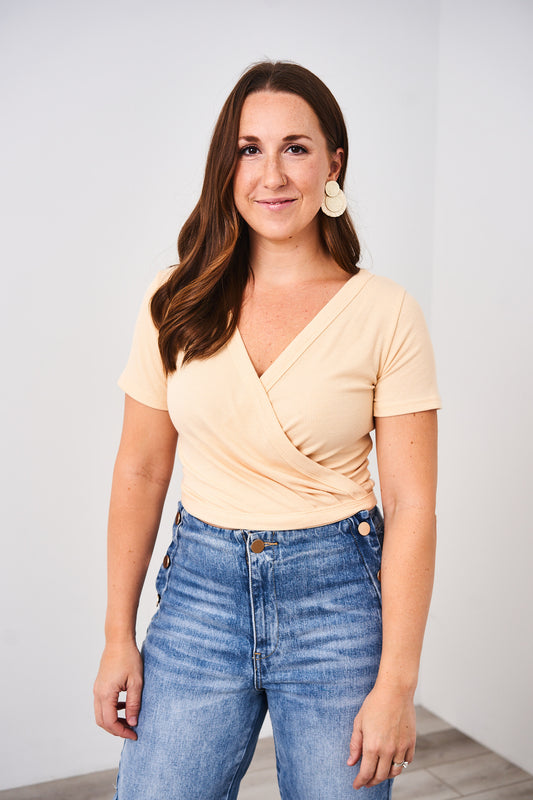 Latched Mama Ribbed Short Sleeve Nursing Wrap Top - Final Sale