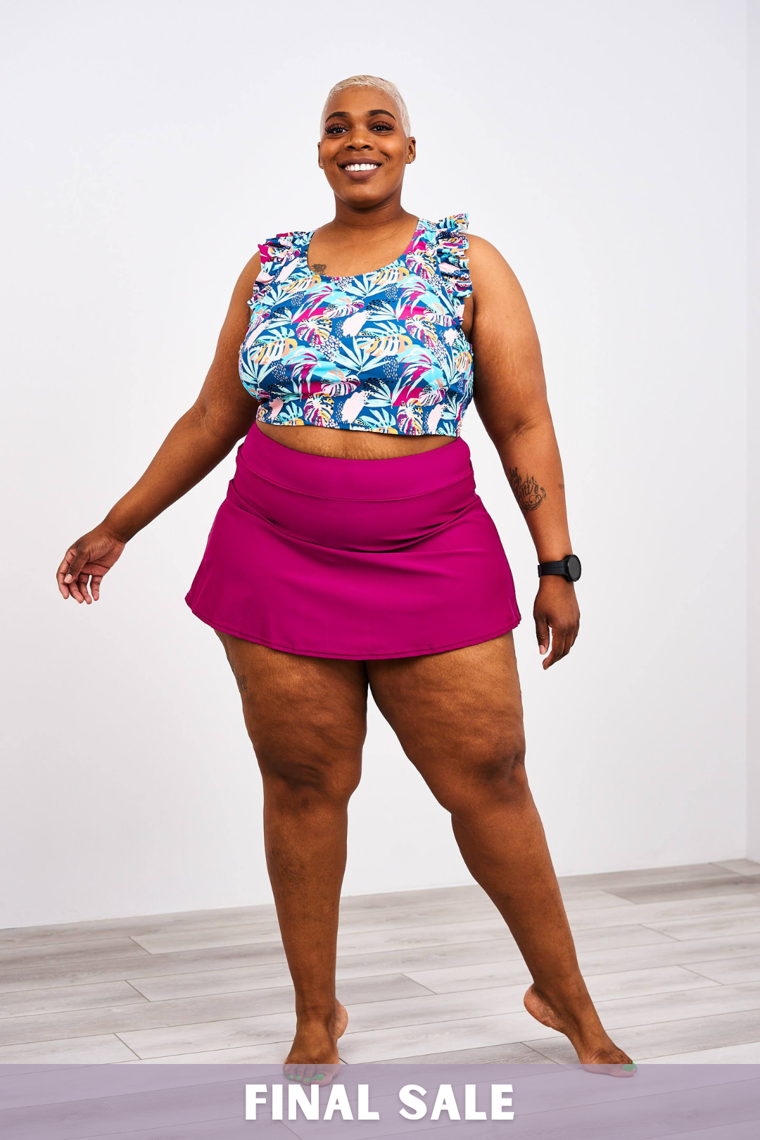 Latched Mama Ruffle Nursing Swim Crop Top - Final Sale