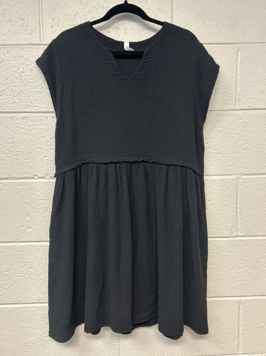 Outlet 7246 - Latched Mama Coastline Cotton Zip Nursing Dress - BLACK - Small