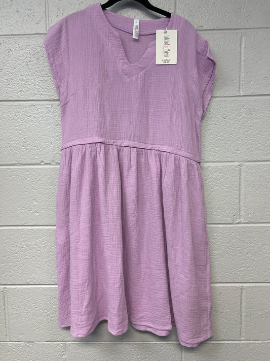 Outlet 7257 - Latched Mama Coastline Cotton Zip Nursing Dress - WISTERIA - Small