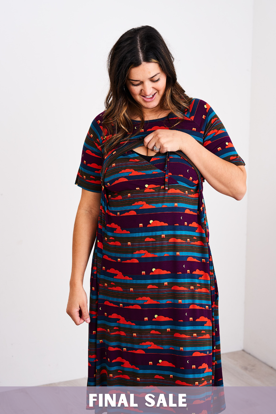 Latched Mama Drawstring Midi Nursing Dress - Final Sale