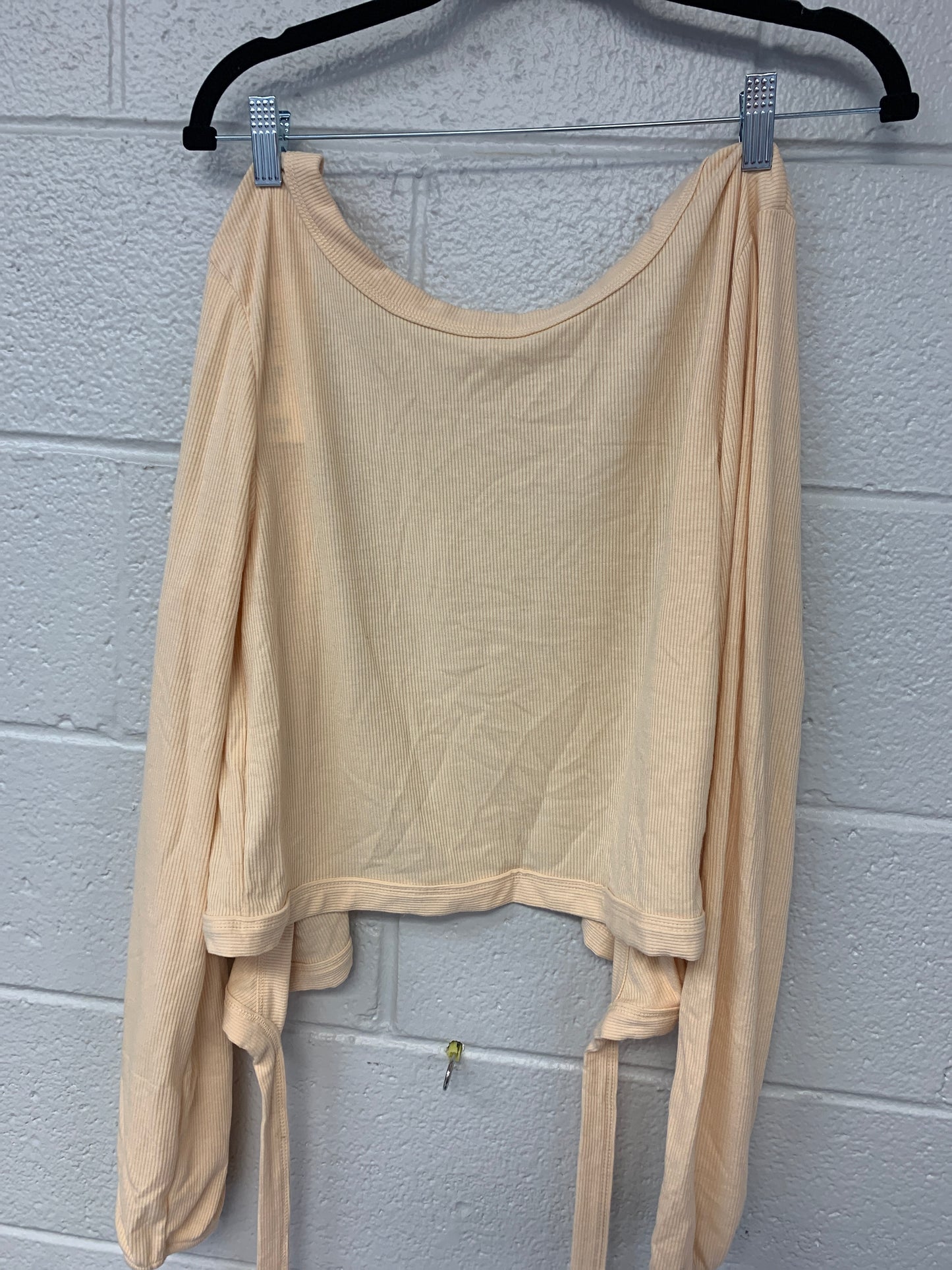 Outlet 7180 - Latched Mama Ribbed Long Sleeve Nursing Wrap Top - Cream - Extra Large