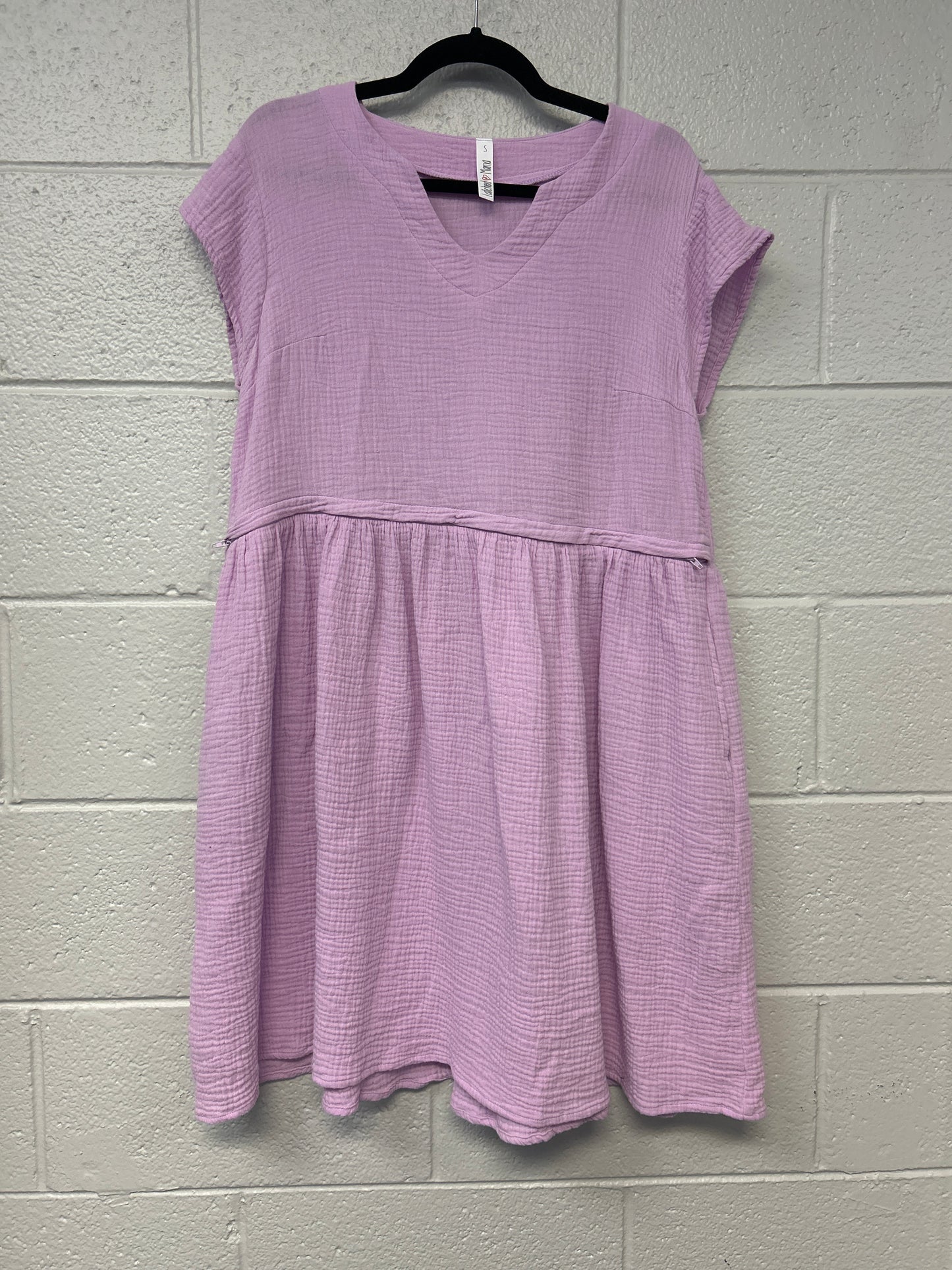 Outlet 7249 - Latched Mama Coastline Cotton Zip Nursing Dress - WISTERIA - Small