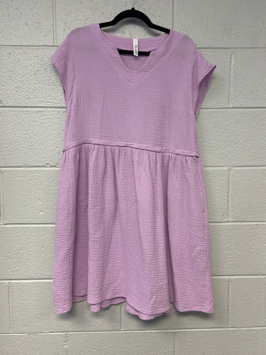 Outlet 7249 - Latched Mama Coastline Cotton Zip Nursing Dress - WISTERIA - Small