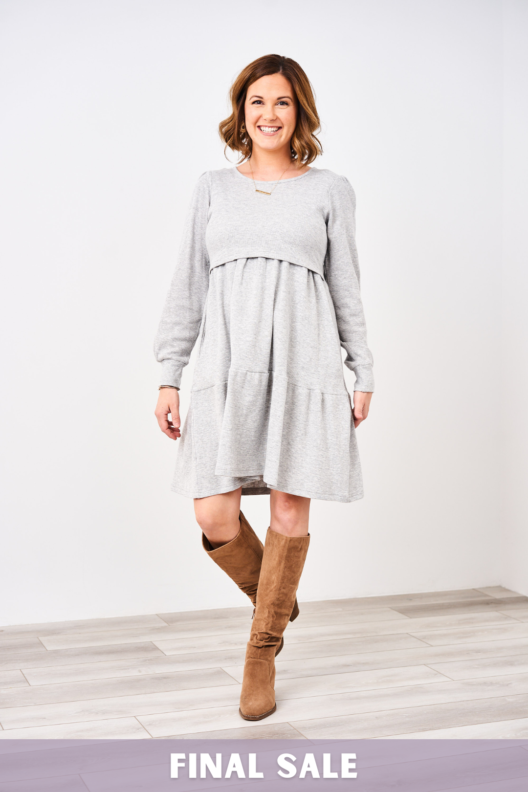 Latched Mama Waffle Knit Nursing Dress Final Sale